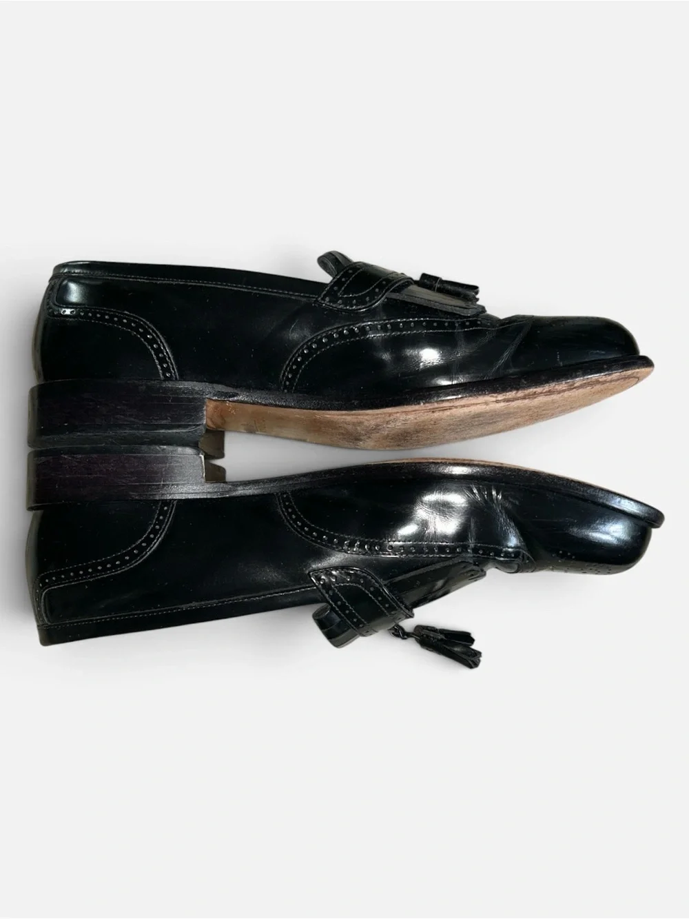 Bostonian Classics Black Kilty Tasseled Wingtip Leather Loafers Men’s Size 11.5